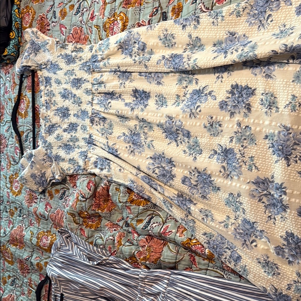 LOFT Blue and White Floral Dress